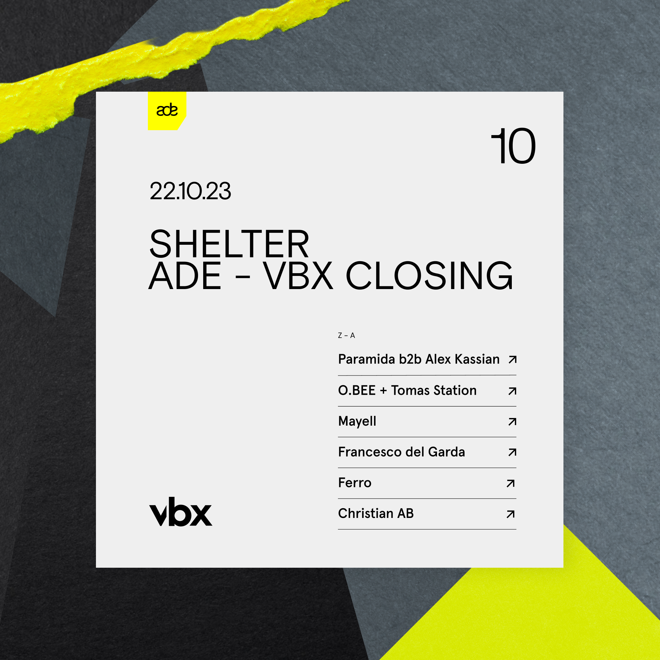 VBX ADE CLOSING - SHELTER - フライヤー表
