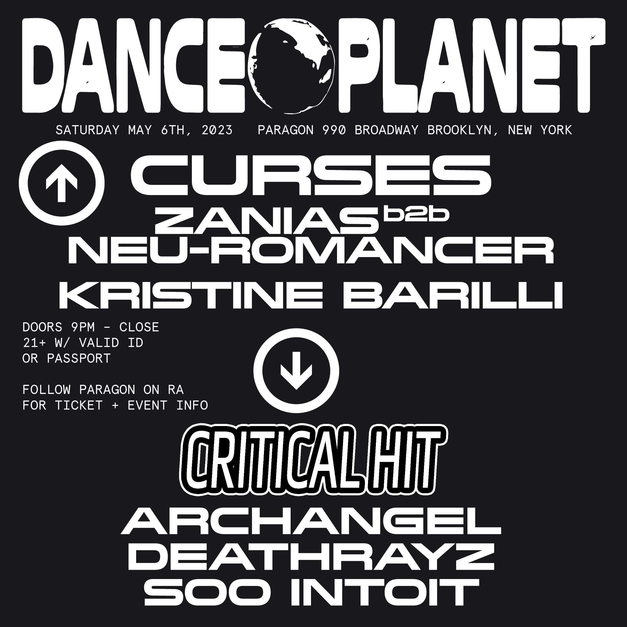 DANCE PLANET: Curses, Zanias, Kristine Barilli + CRITICAL HIT - フライヤー表