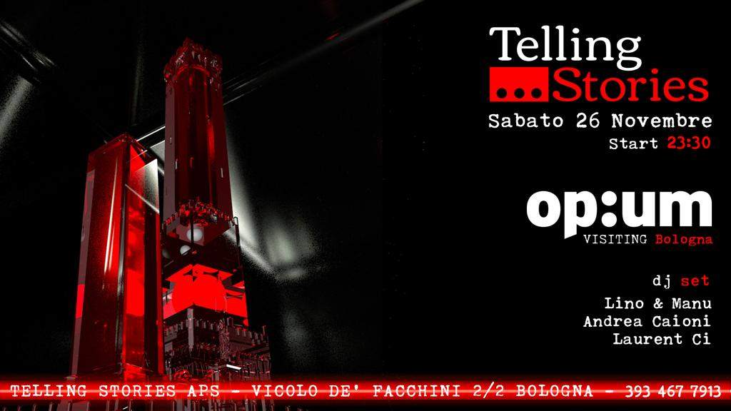 OP:UM at TELLING STORIES APS (Bologna) - フライヤー表