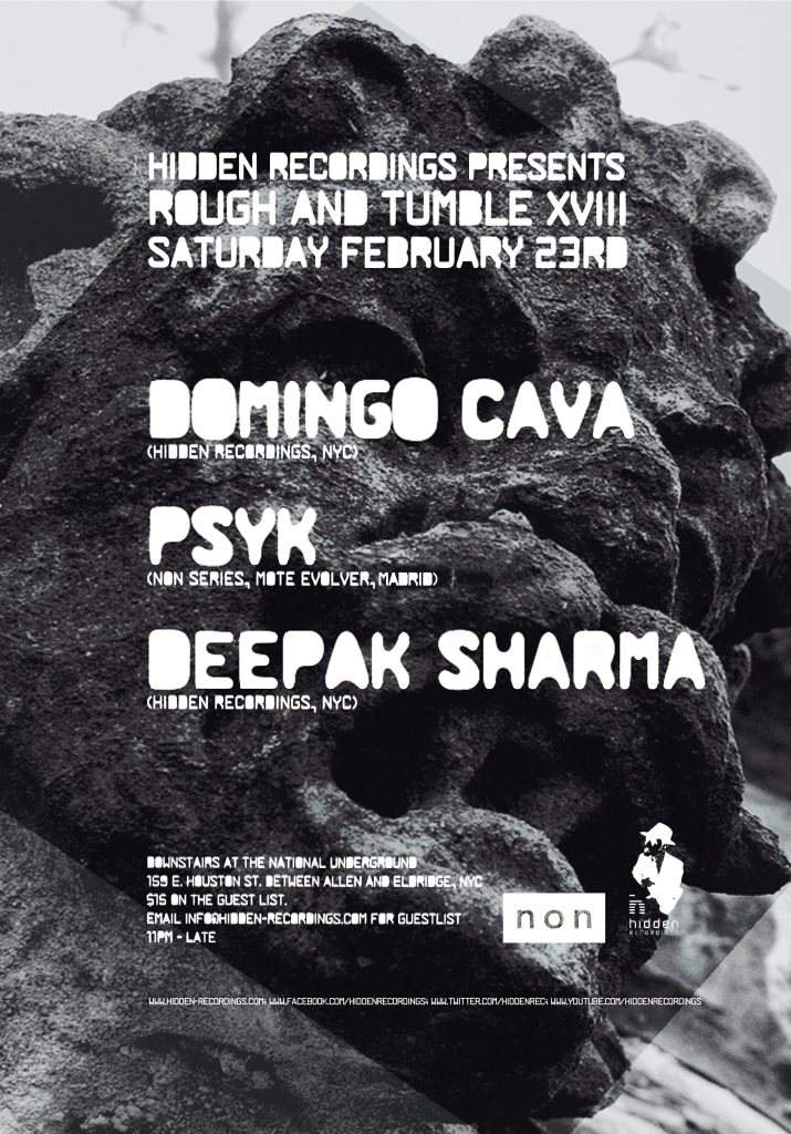 Rough and Tumble Xviii with Domingo Cava, Psyk (NYC Debut!), Deepak Sharma - Página frontal