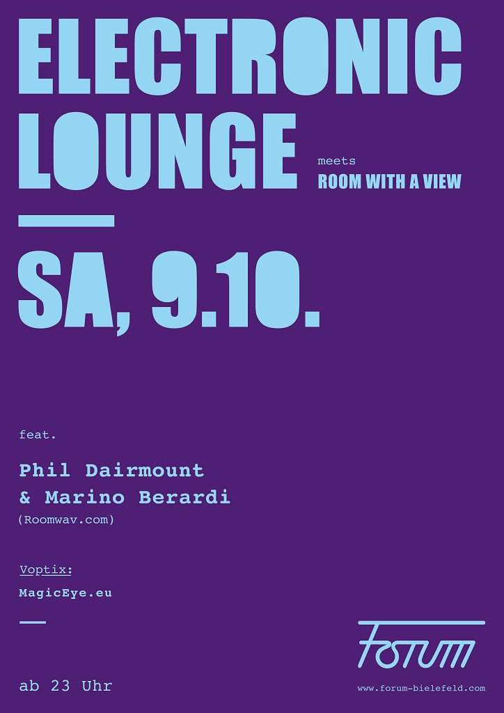 Electronic Lounge Meets Room with A View feat Phil Dairmount & Marino Berardi (Roomwav.Com), Voptix By Magiceye.Eu - Página frontal