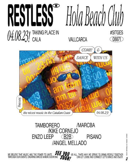 Free Beach Party at Hola Club Sitges hosted by RestlessMusic - フライヤー表