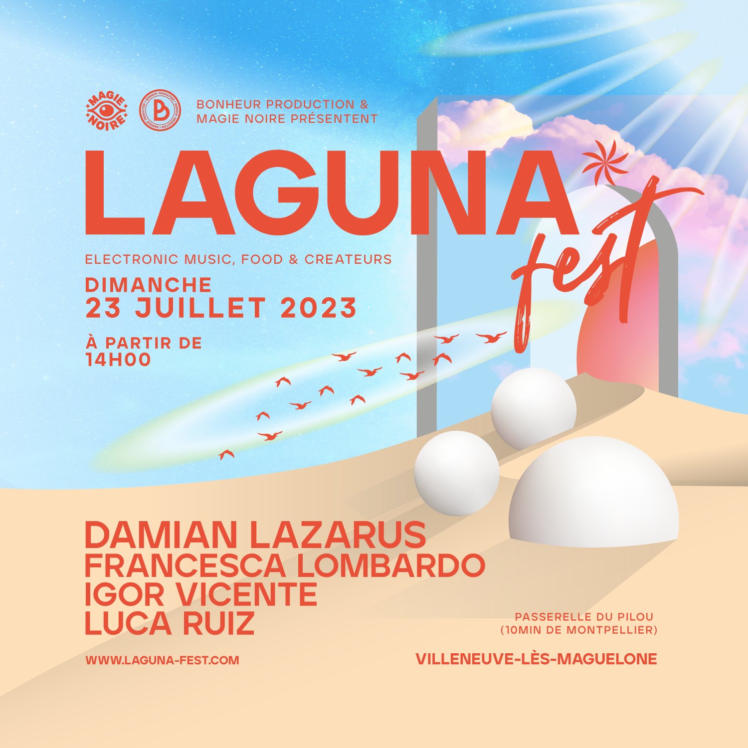 LAGUNA FEST 2023: Damian Lazarus, Francesca Lombardo, Igor Vicente & Luca Ruiz - フライヤー表