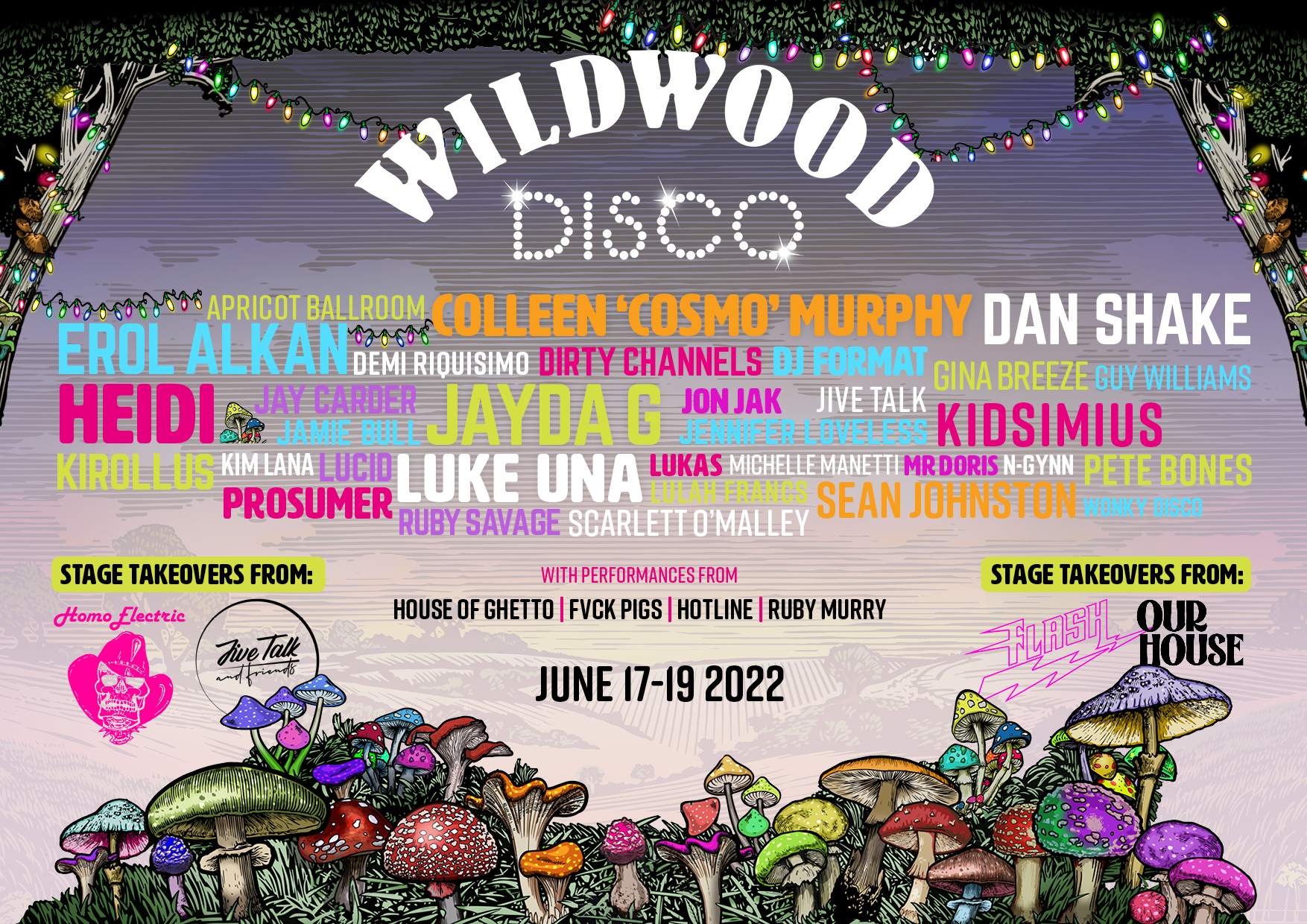 The Wild Wood Disco 17/18/19 June - フライヤー表