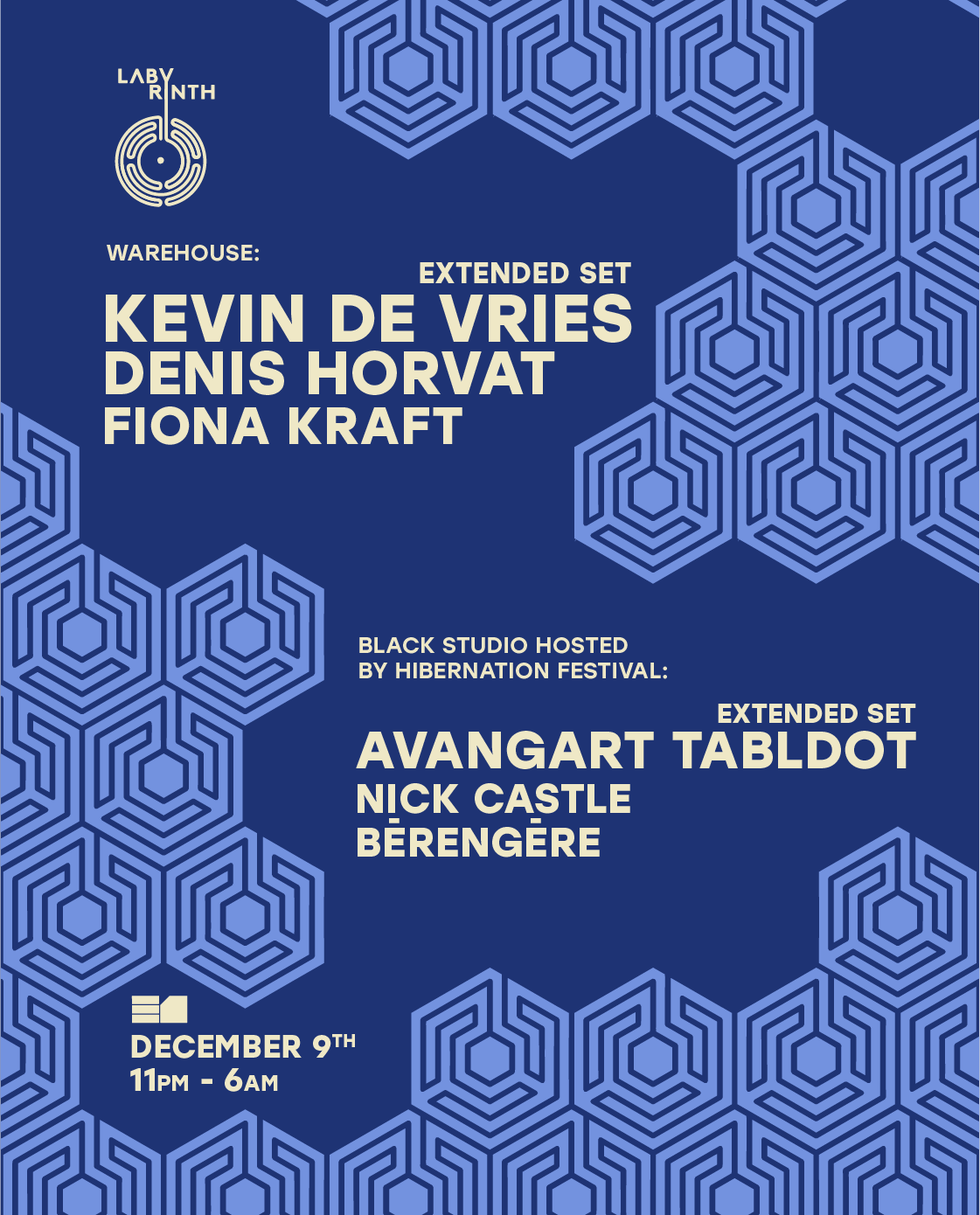 Labyrinth presents: Kevin de Vries extended set, Denis Horvat, Avangart Tabldot - フライヤー表