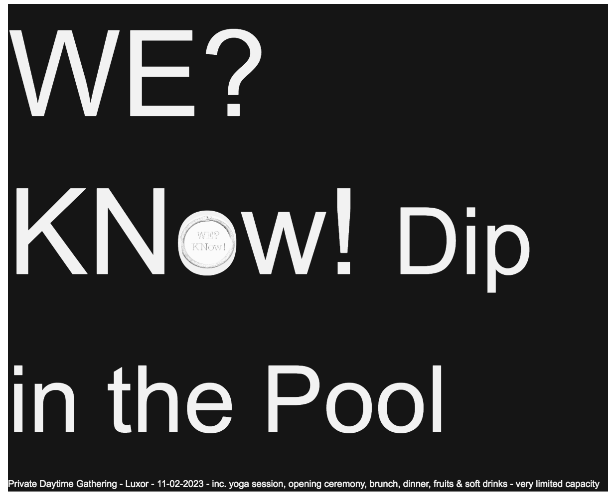 WE? KNow! dip in the Pool - Página frontal