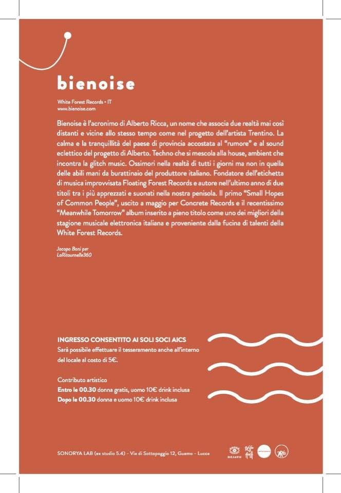 Wunderkammer presents Bienoise Live - Página trasera