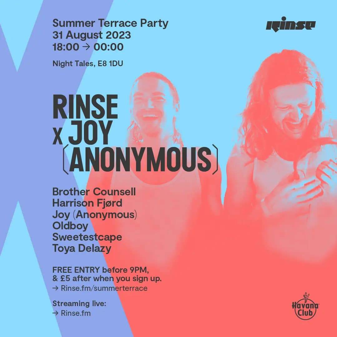 Rinse x Joy (Anonymous) - Summer Terrace Party - フライヤー表