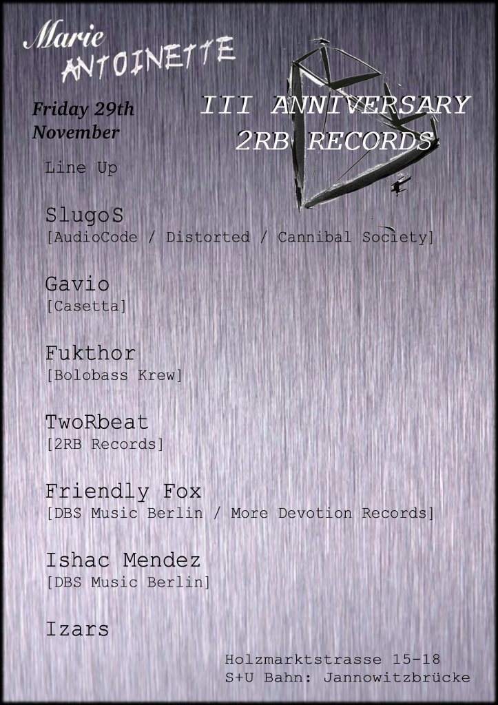 III Anniversary 2RB Records - Página frontal