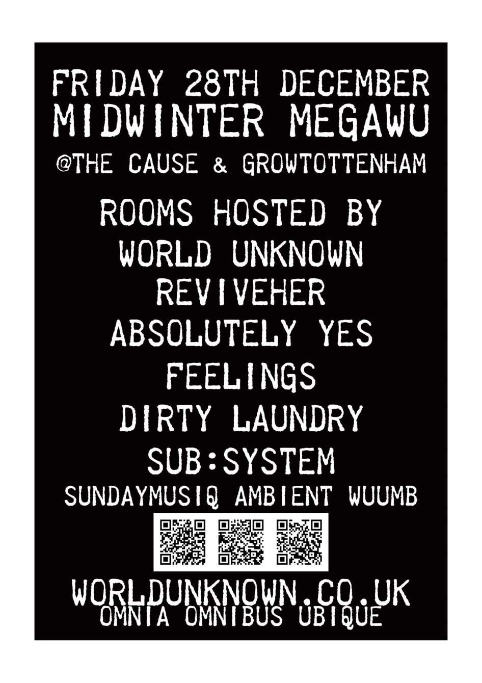 World Unknown x REVIVEHER Mega Rave - 6 Room Madness Ft. Lovefingers, Heidi Lawden + Many More - Página frontal