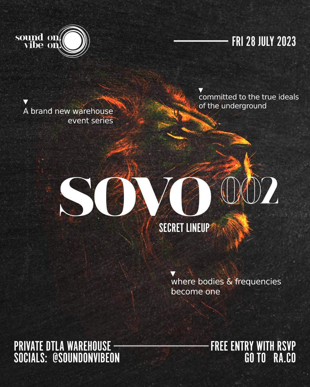 SOVO 002 - Sound On. Vibe On. - Secret Lineup - フライヤー表