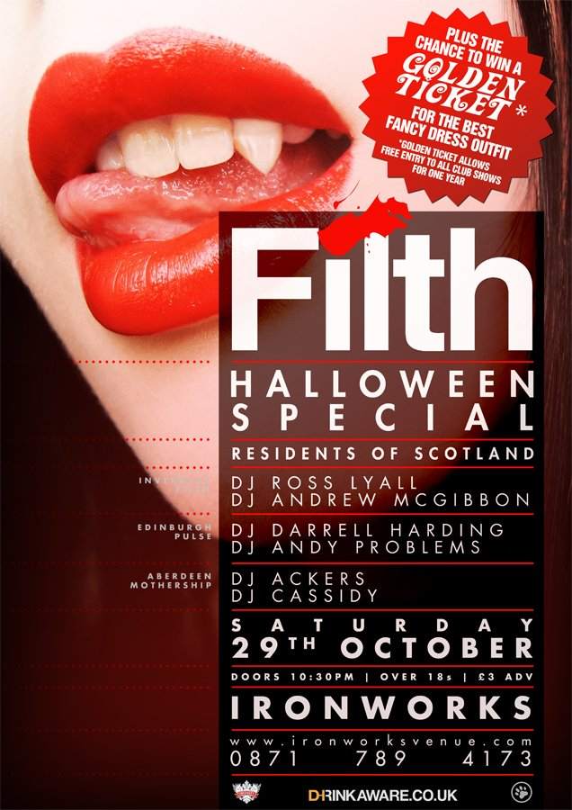 Filth Halloween Party with Residents Of Scotland 2011 - フライヤー表
