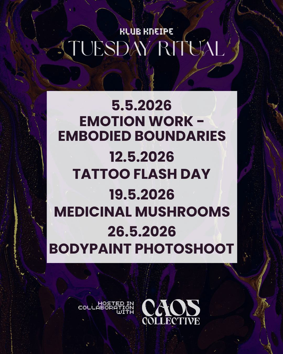 Klubkneipe x Tuesday Ritual - Medicinal Mushroom Workshop at Prisma, Berlin