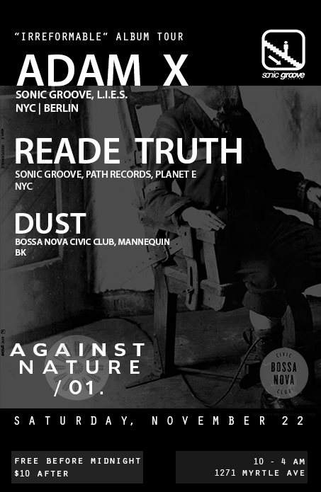 Against Nature presents: Adam X (“Irreformable” Album Tour) with Reade Truth & Dust - Página frontal