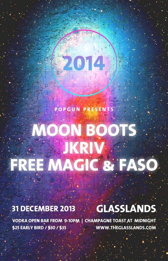 Popgun New Year's Eve Party: Moon Boots, Jkriv, Free Magic - Página frontal