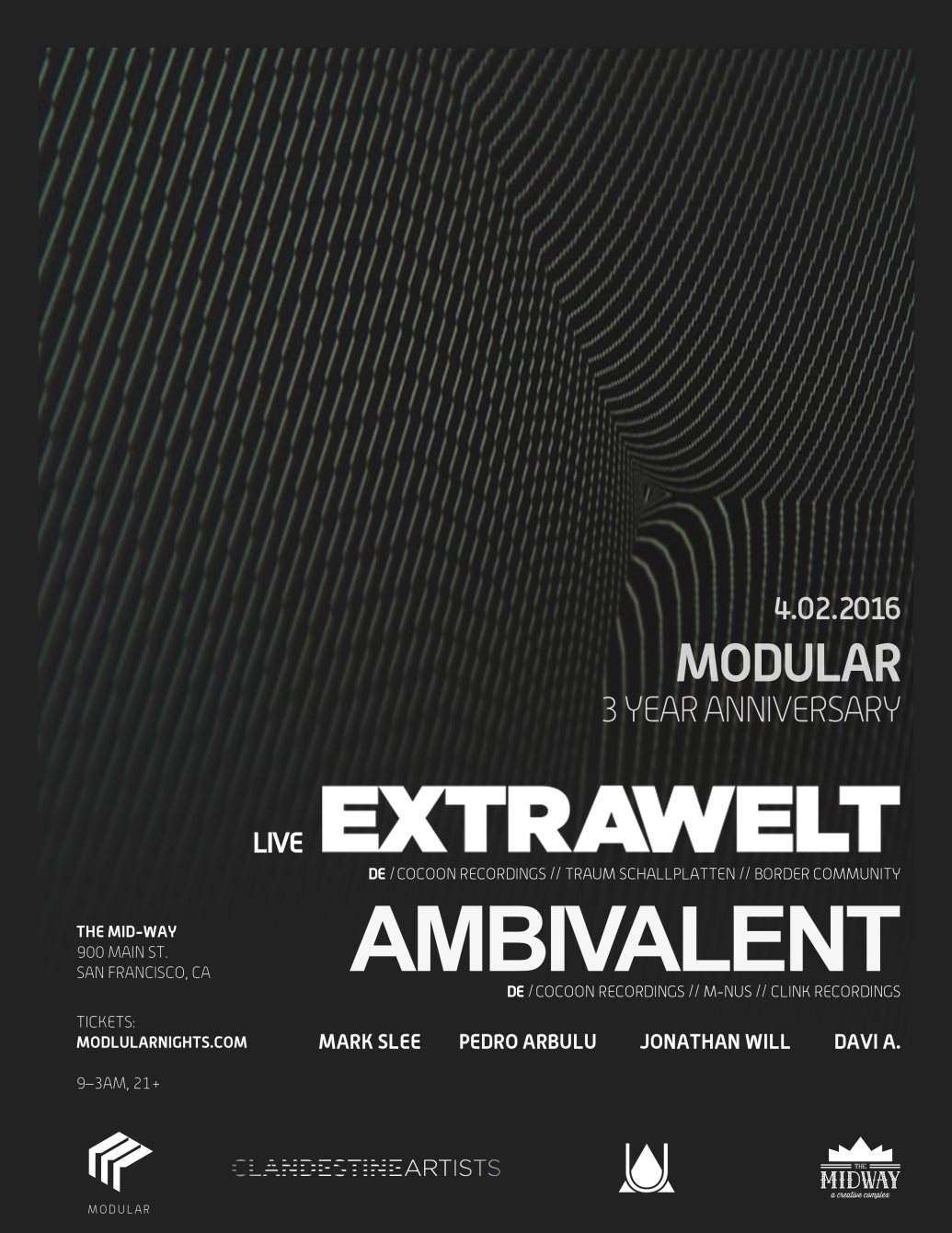 Modular Feat. Extrawelt (Live), Ambivalent, Mark Slee & More - Página frontal