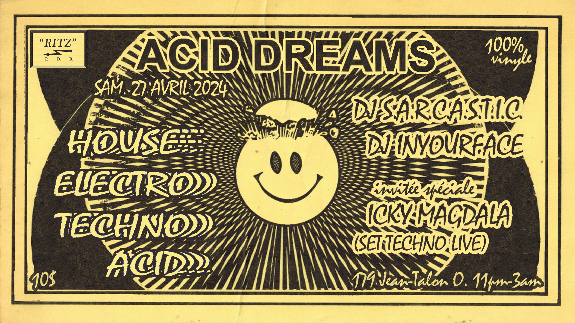 Acid Dreams (100% vinyl + live set) - フライヤー表