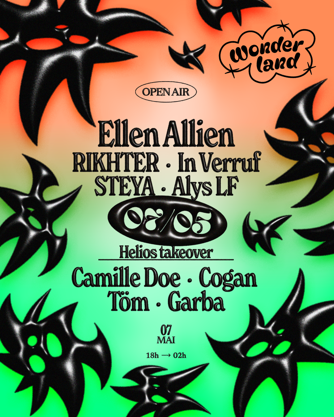 Wonderland invite: Ellen Allien - RIKHTER l In Verruf l STEYA l Alys LF l - Página trasera