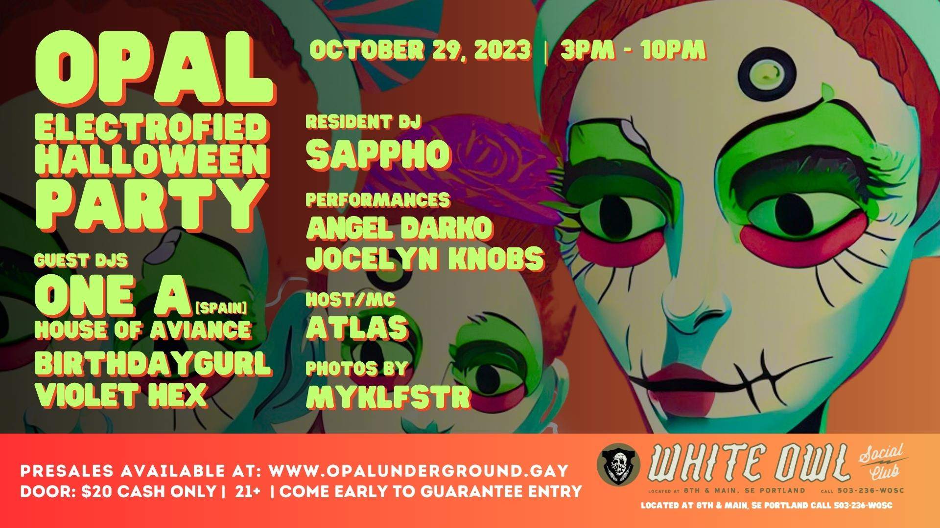 Electrofied Halloween LGBTQ+ Dance Party feat. One A from the House of Aviance - Página frontal