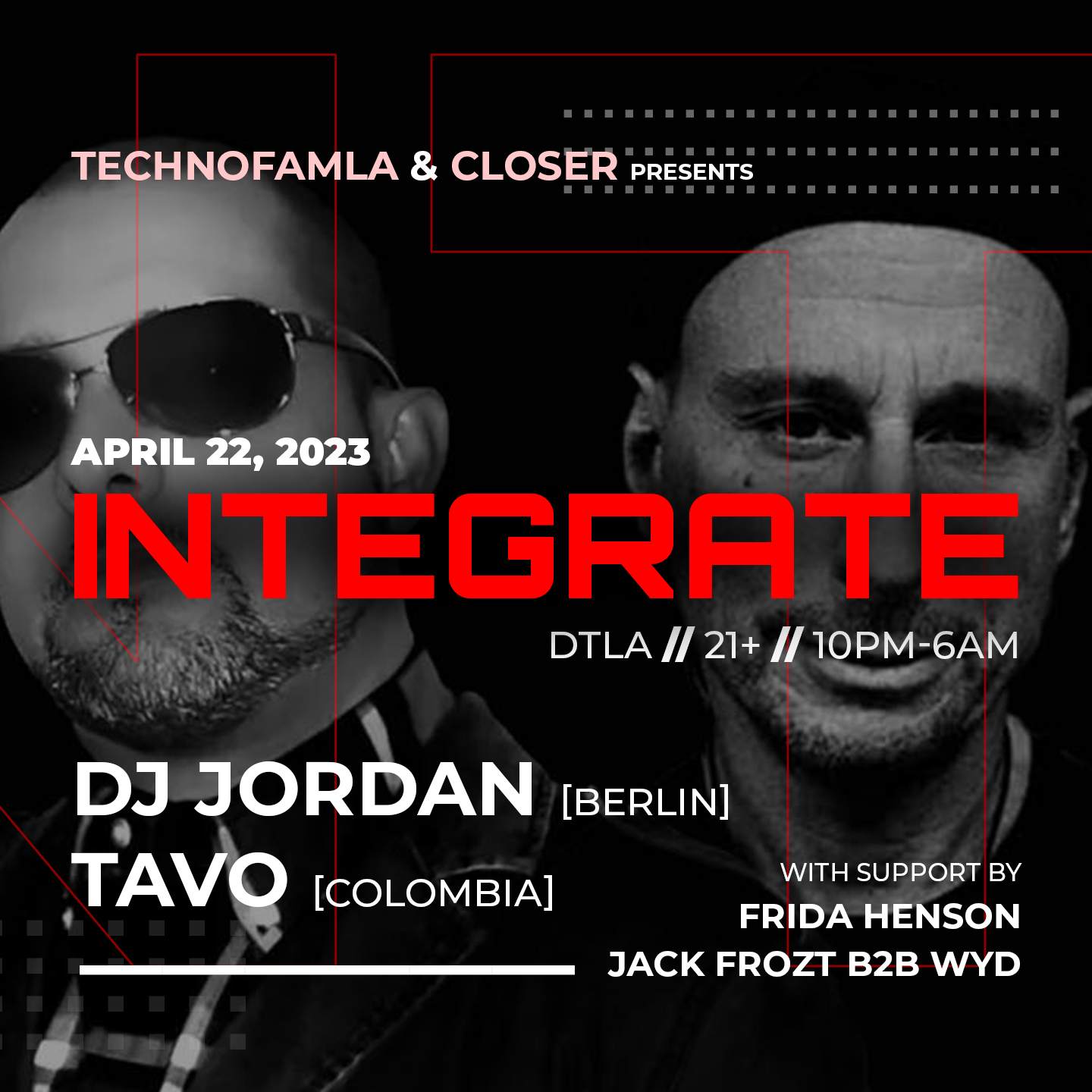 CLOSER & Technofamla presents INTEGRATE feat DJ Jordan - Página frontal