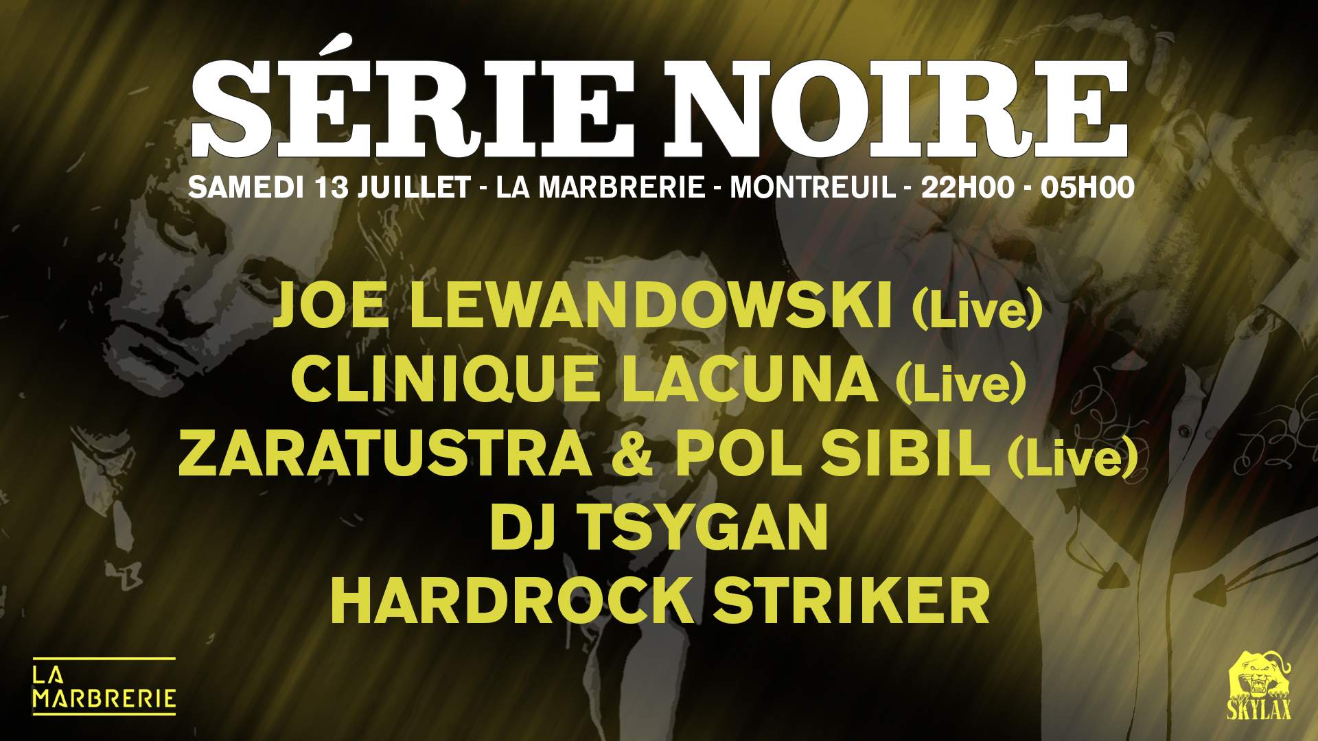Série Noire with Joe Lewandowski, Clinique Lacuna, Zaratustra, Hardrock Striker & friends - Página frontal