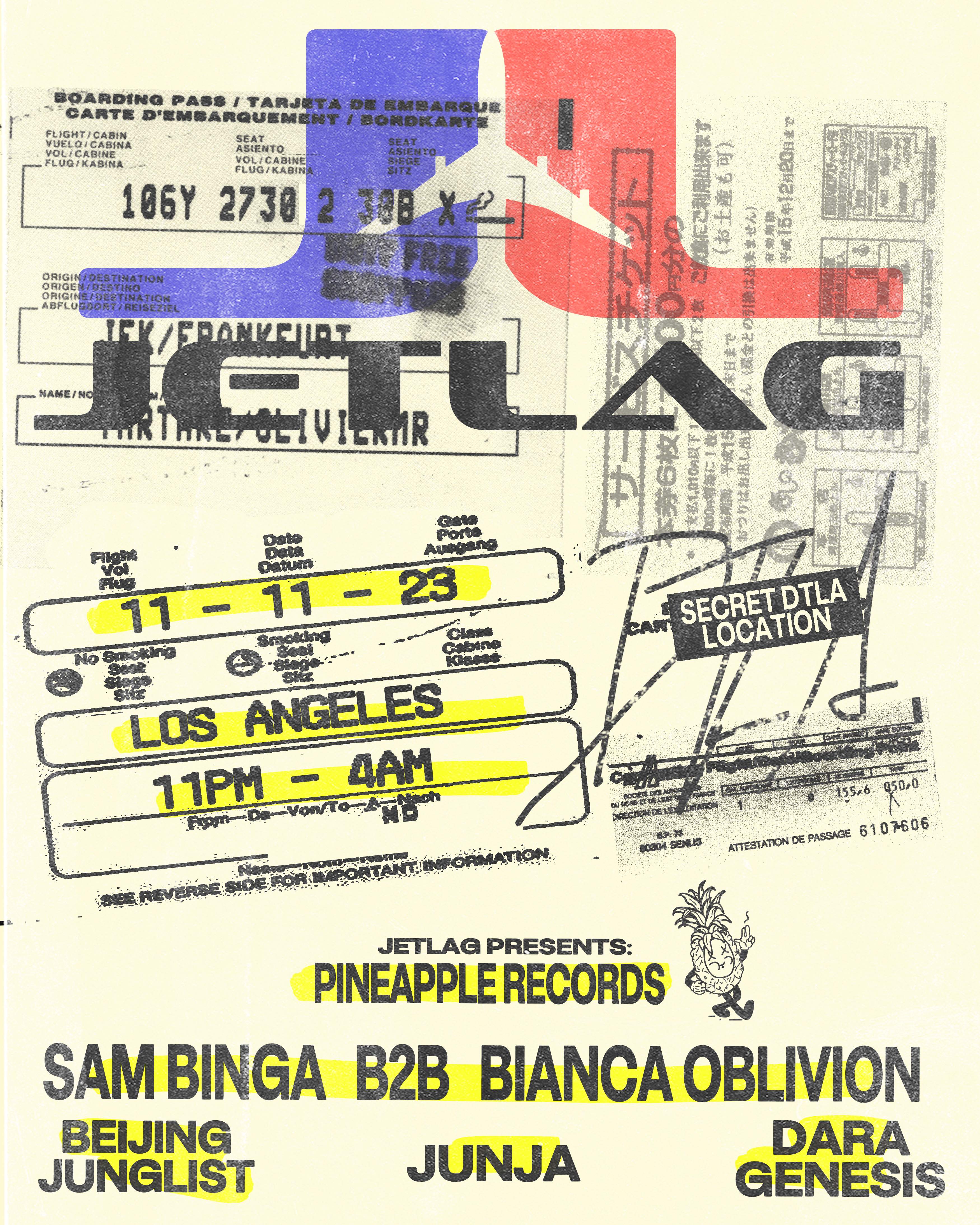 Jetlag 014: Sam Binga b2b Bianca Oblivion [Jetlag presents: Pineapple Records] - フライヤー表