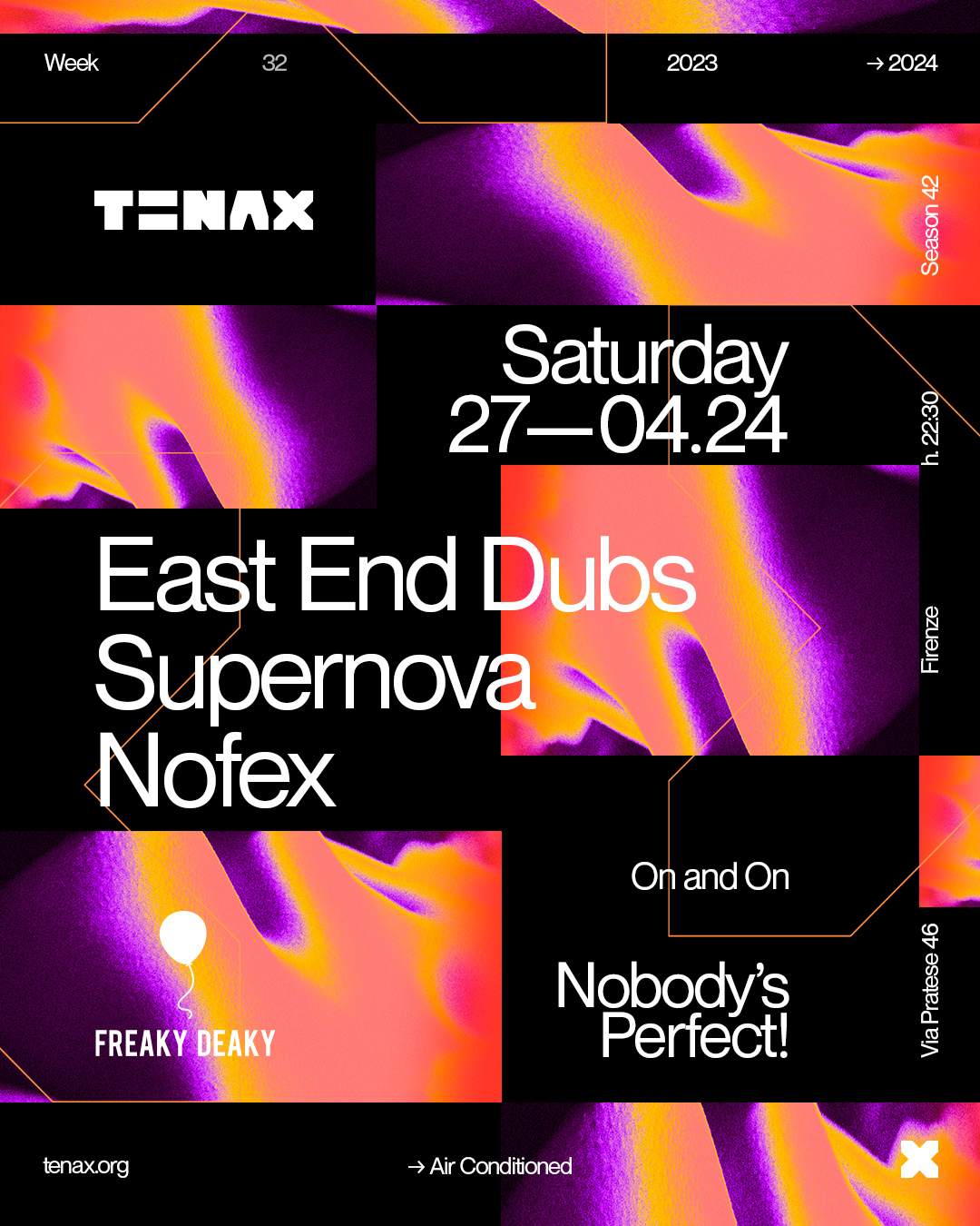 Tenax Nobody's Perfect! with East End Dubs, Supernova, NOFEX - フライヤー表