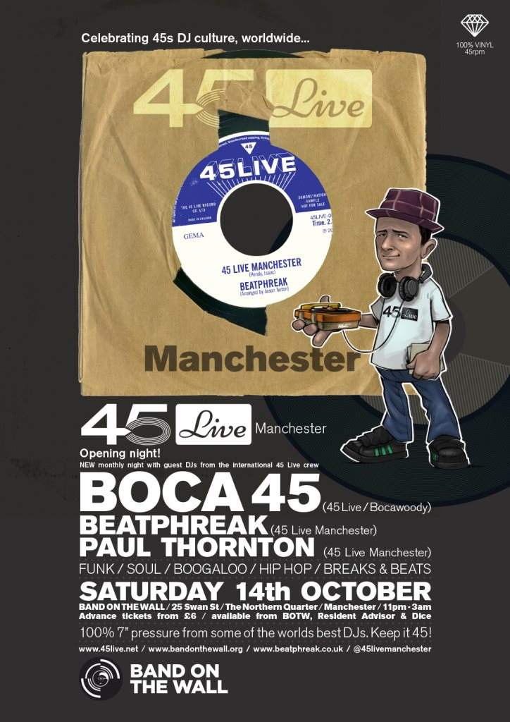 45 Live Manchester with Boca 45 - フライヤー表
