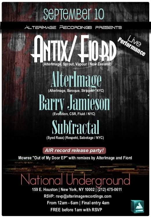 Air Label Showcase - Antix/fiord Live, Alterimage and Barry Jamieson - フライヤー表