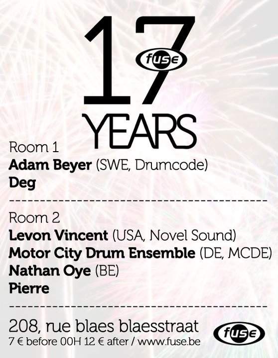 17 Years Fuse with Adam Beyer, Levon Vincent and Motor City Drum Ensemble - Página frontal