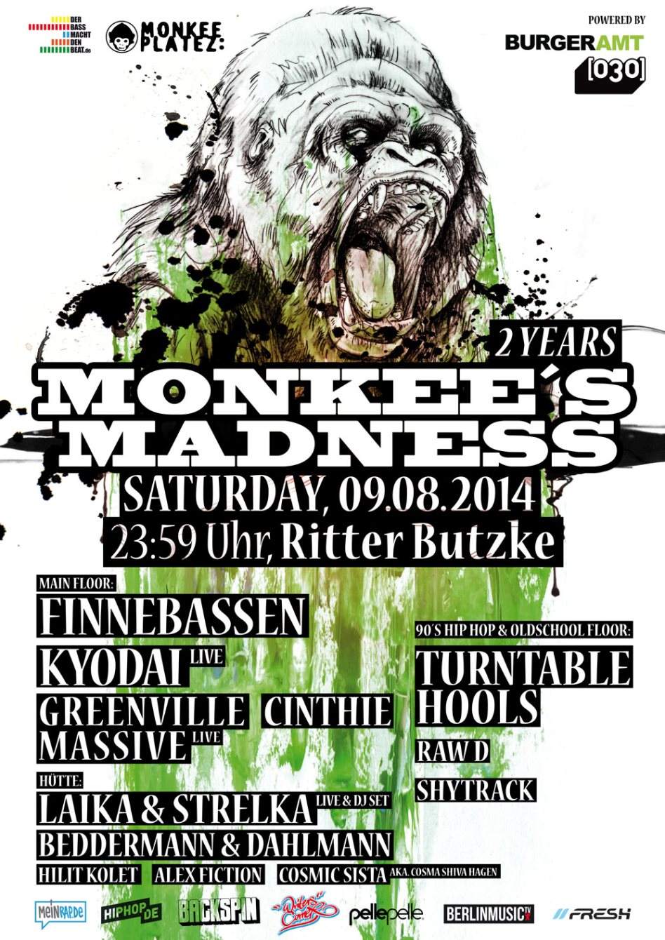 Monkees Madness - Finnebassen, Kyodai Live, Turntable Hools, Greenville Massive - Página frontal