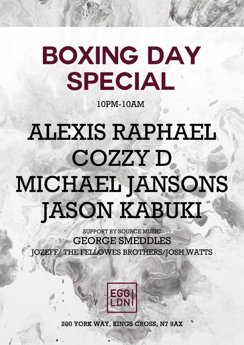 Boxing Day Special: Alexis Raphael, Cozzy D, Michael Jansons - フライヤー表