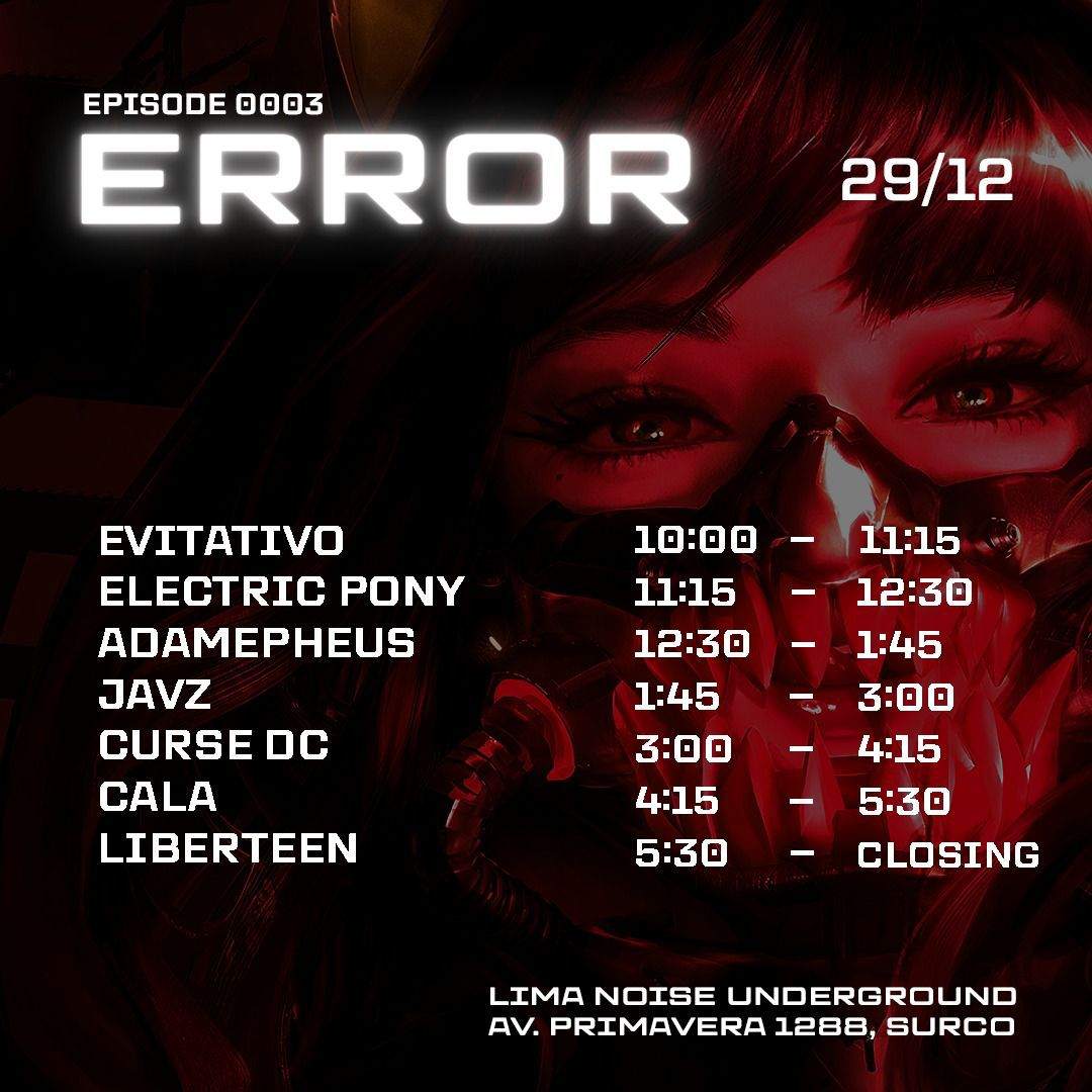 Error 29/12 hard techno en surco at TBA - av primavera 1288 - surco , Peru