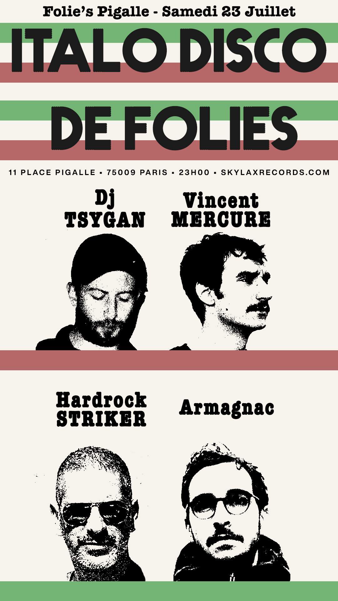 Italo Disco de Folies with Hardrock Striker, DJ Tsygan, Armagnac & Vincent Mercure - フライヤー裏