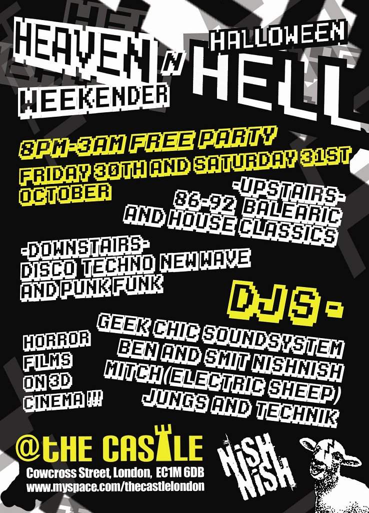 Nish Nish, The Castle Ec1 and Es Recordings present The Heaven And Hell Weekender - フライヤー裏