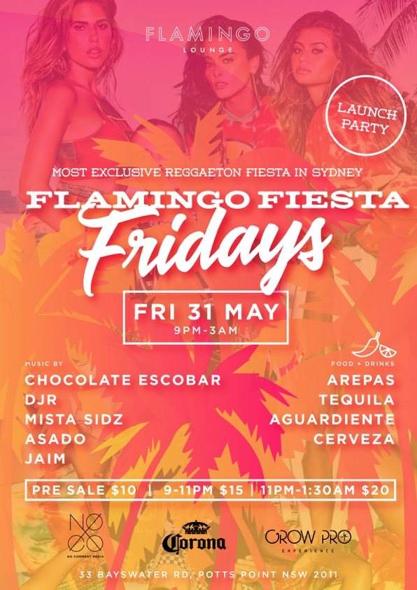 Flamingo Fiesta Fridays Launch - フライヤー表