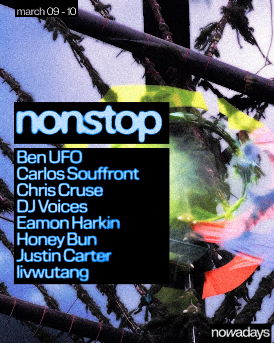 Nonstop: Ben UFO, Carlos Souffront, Chris Cruse, DJ Voices, Honey Bun, livwutang, MSN - フライヤー表