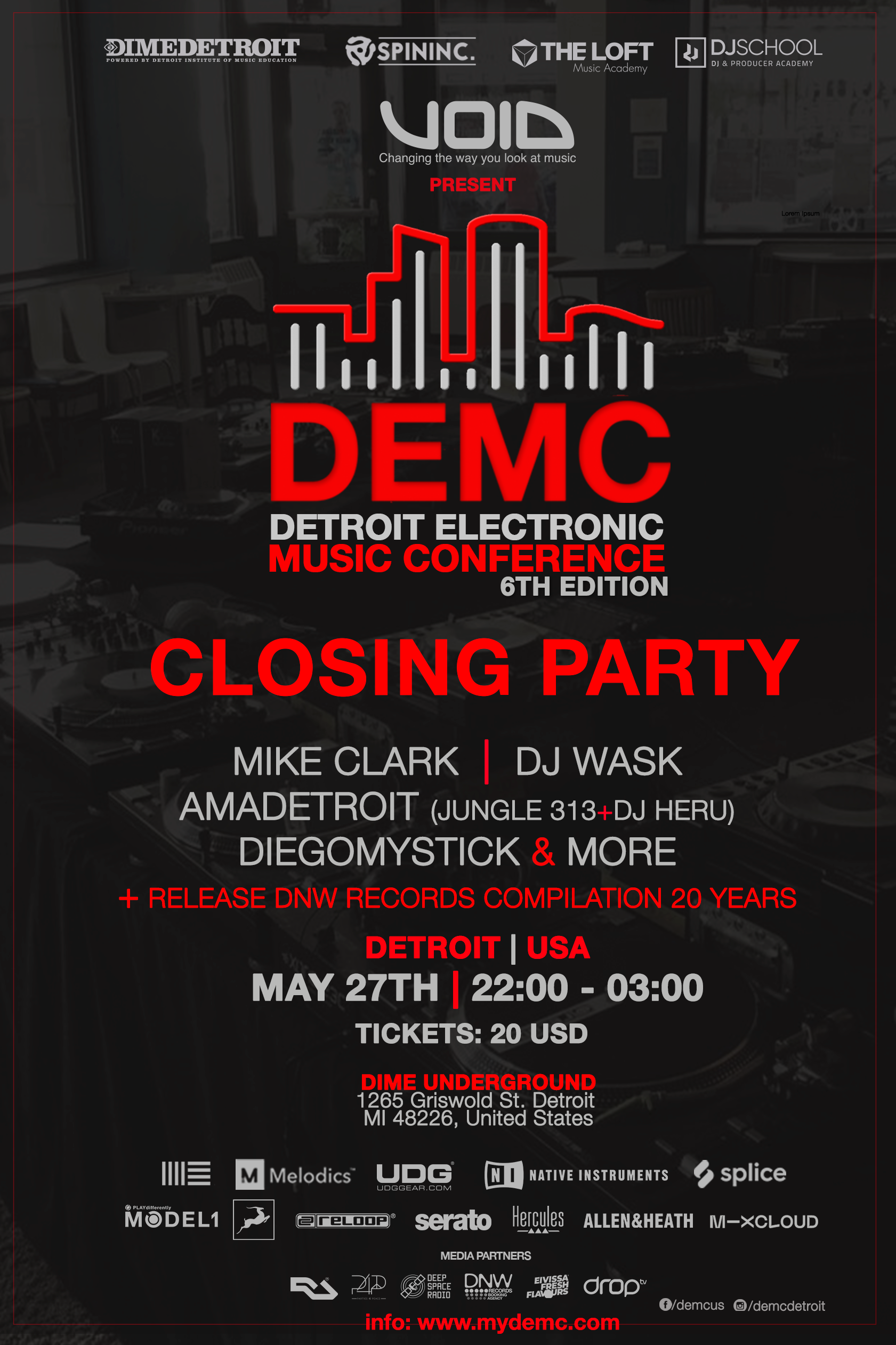DEMC - Detroit Electronic Music Conference 2022 - Sixth Edition - フライヤー裏