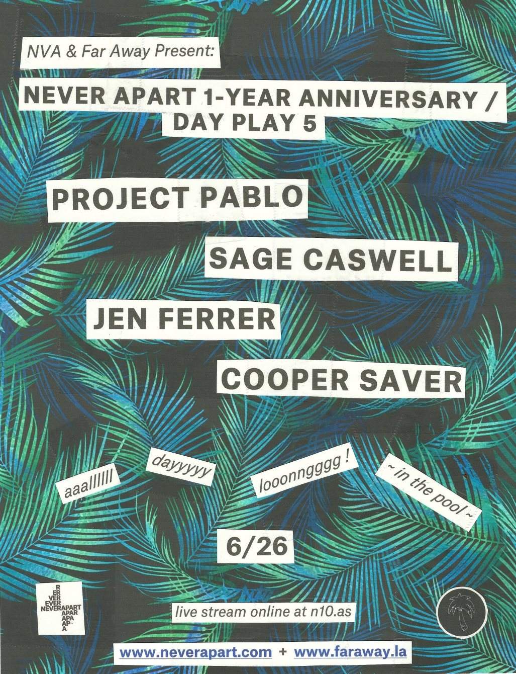 Day Play 5: Project Pablo / Sage Caswell / Cooper Saver / Jen Ferrer - フライヤー表