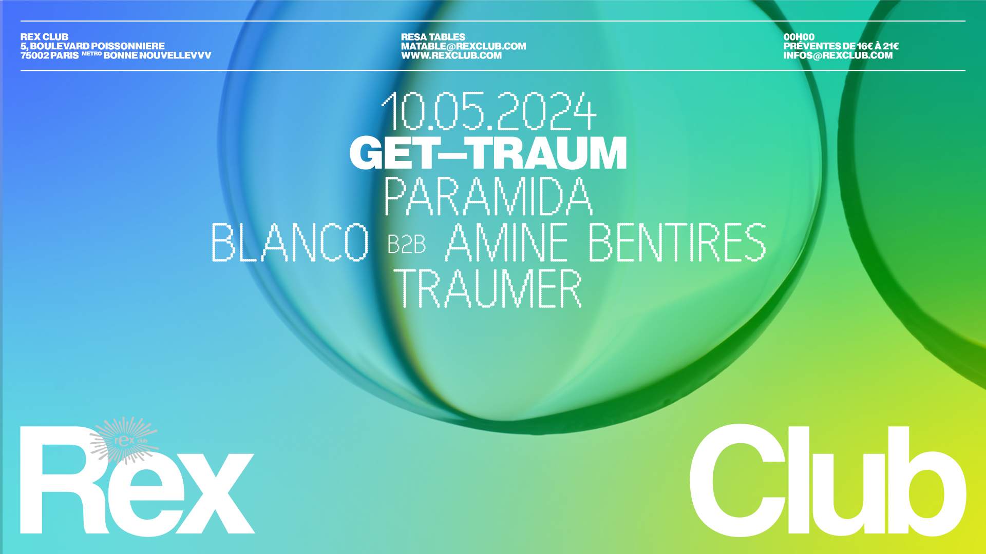 get—traum: PARAMIDA, Blanco b2b Amine Bentires, Traumer - Página frontal