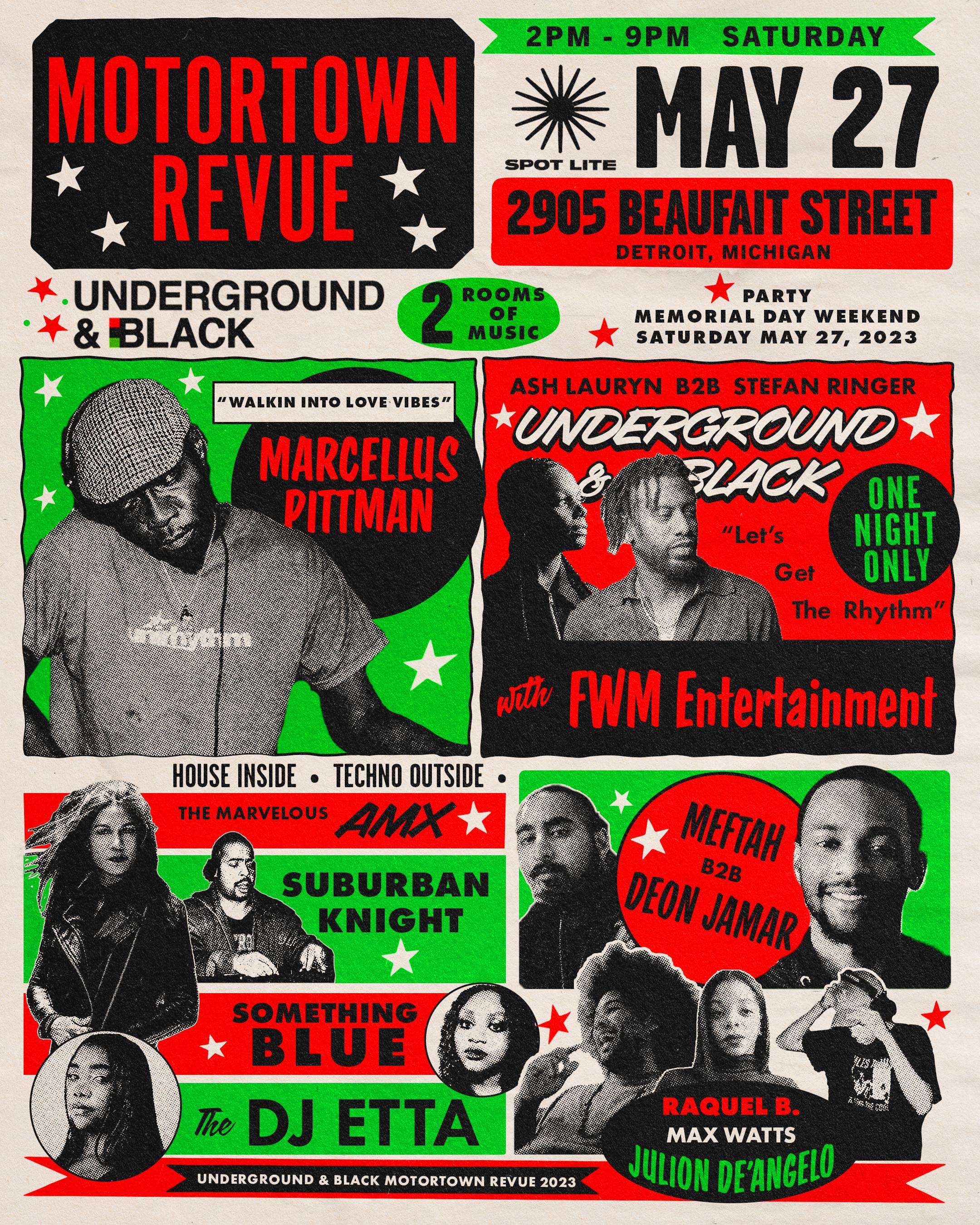 Underground & Black Detroit 2023- Motortown Revue Day Party - フライヤー表