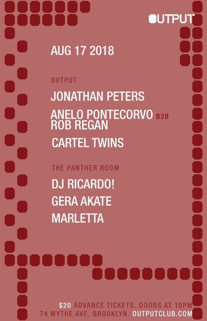 Jonathan Peters/ Anelo Pontecorvo b2b Rob Regan/ Cartel Twins - フライヤー表