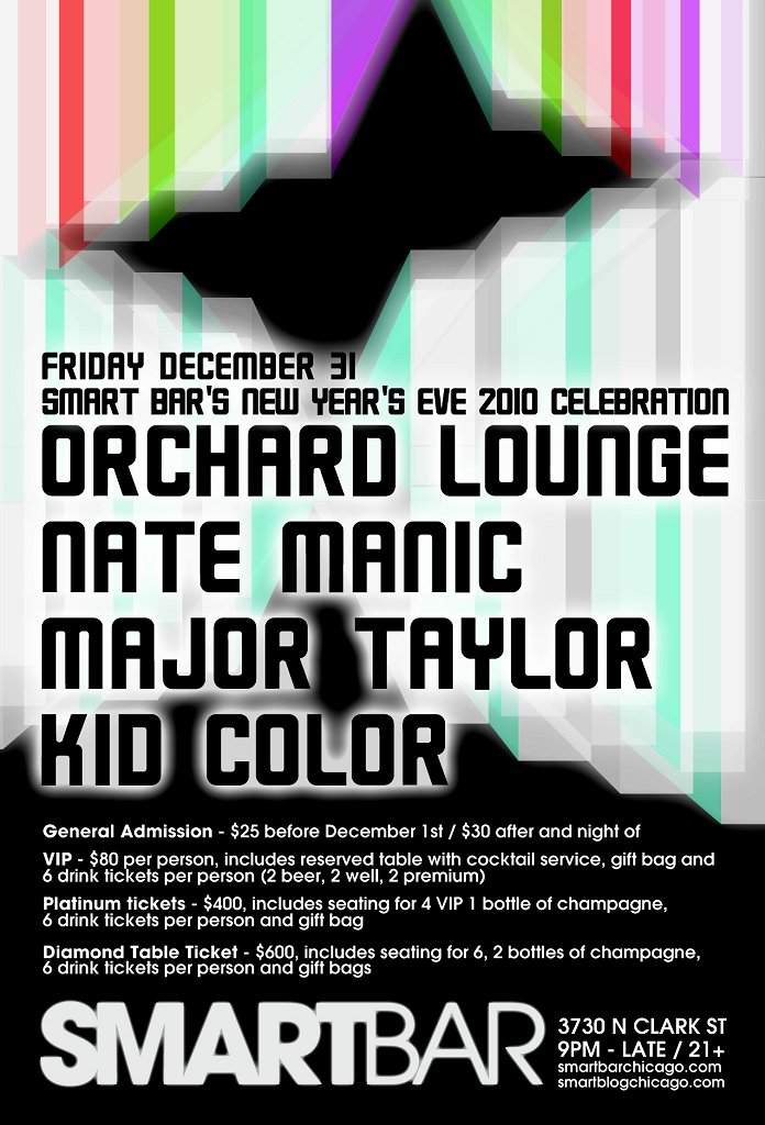 New Year's 2010 Celebration with Orchard Lounge, Nate Manic, Major Taylor - フライヤー表