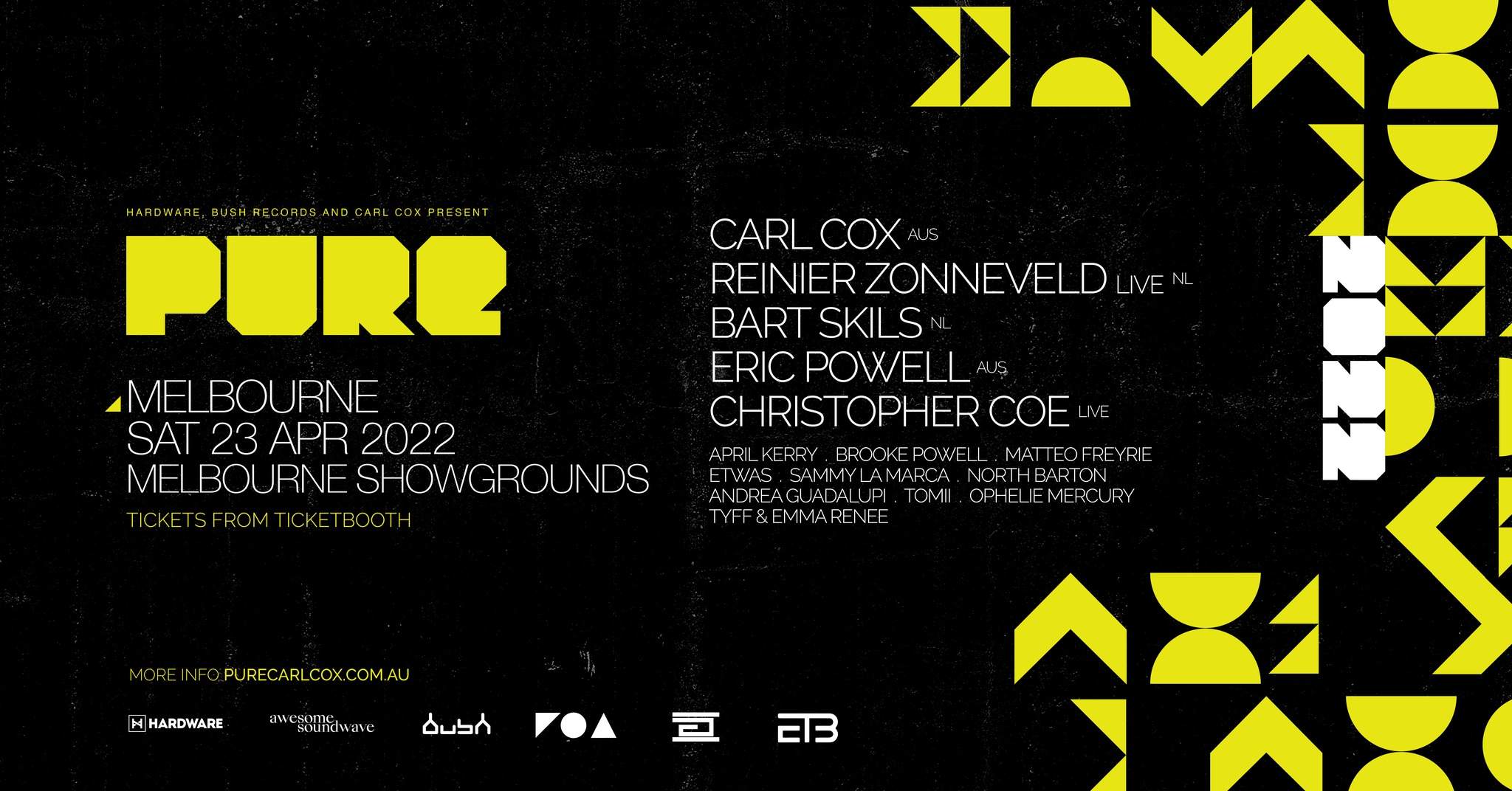 PURE 2022 - Melbourne - Carl Cox, Reinier Zonneveld, Bart Skils, Eric Powell & more - Página frontal