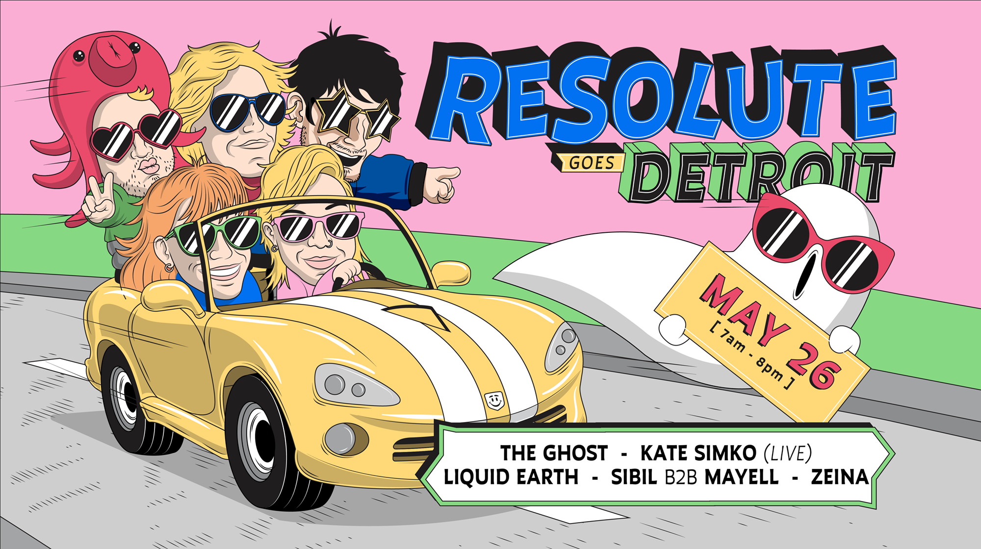 ReSolute Goes Detroit with The Ghost, Kate Simko LIVE, Liquid Earth, Sibil, Mayell & Zeina - フライヤー表
