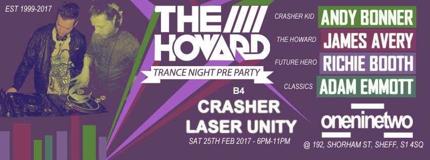 The Howard B4 Crasher Laser Unity Pre Party - Página frontal