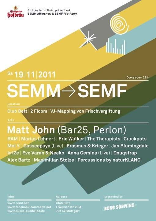 Semm Aftershow Semf Pre-Party - フライヤー表