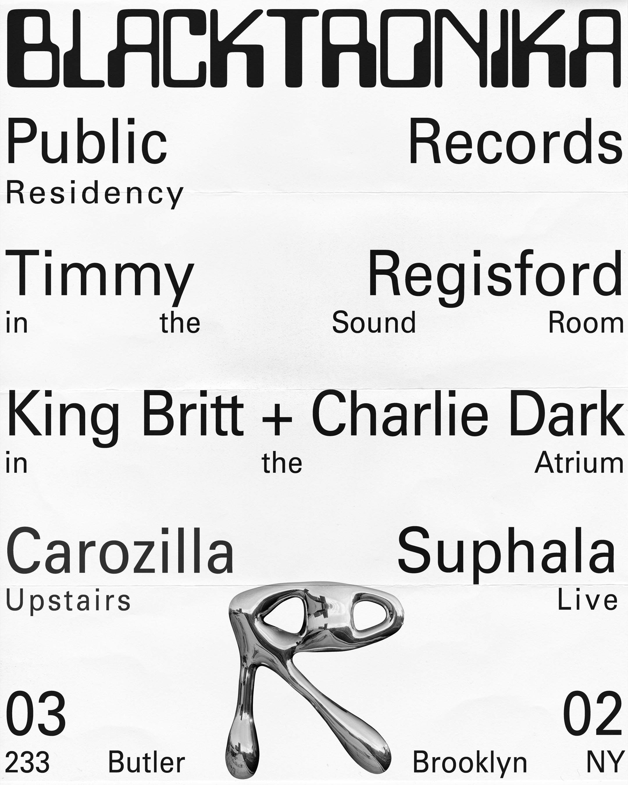 Blacktronika: Timmy Regisford / King Britt + Charlie Dark / Carozilla / Suphala - フライヤー表