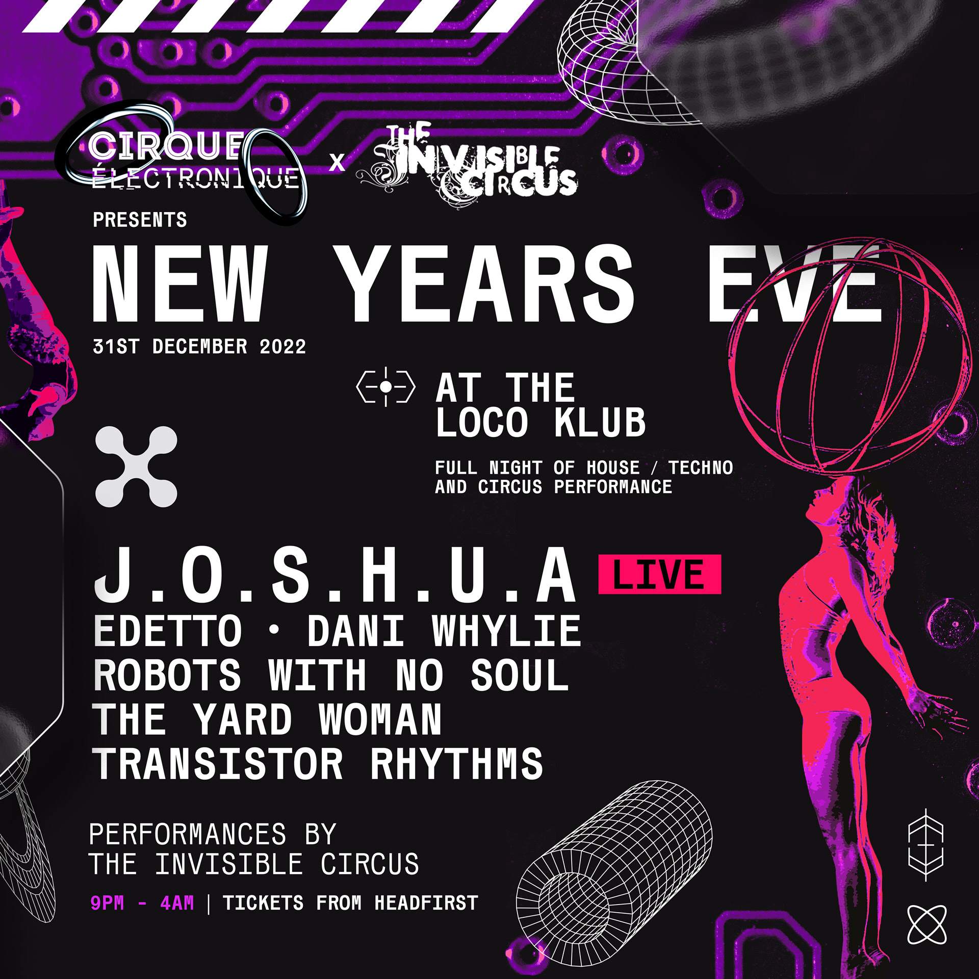 New Years Eve - CIRQUE ÉLECTRONIQUE x The Invisible Circus - フライヤー表