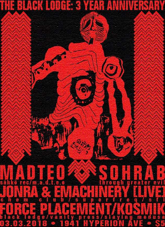 Black Lodge 3 Year Anniversary with Madteo, Sohrab, Jonra & Emachinery[LIVE] - Página frontal